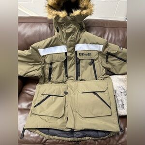 RLX Ralph Lauren Men’s Olive Fur-Trim Parka Jacket